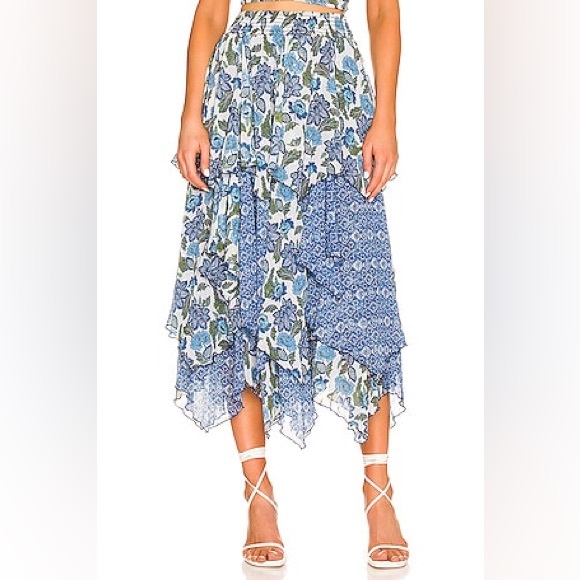 NWT Revolve x Misa Zoe Skirt in Flora Azulia and Blue Astra Sz